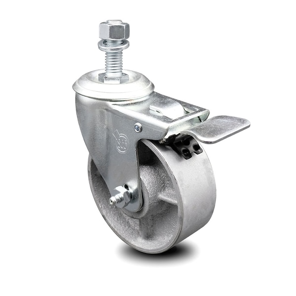 4 Inch Semi Steel Swivel 1/2 Inch Stem Caster with Total Lock Brake